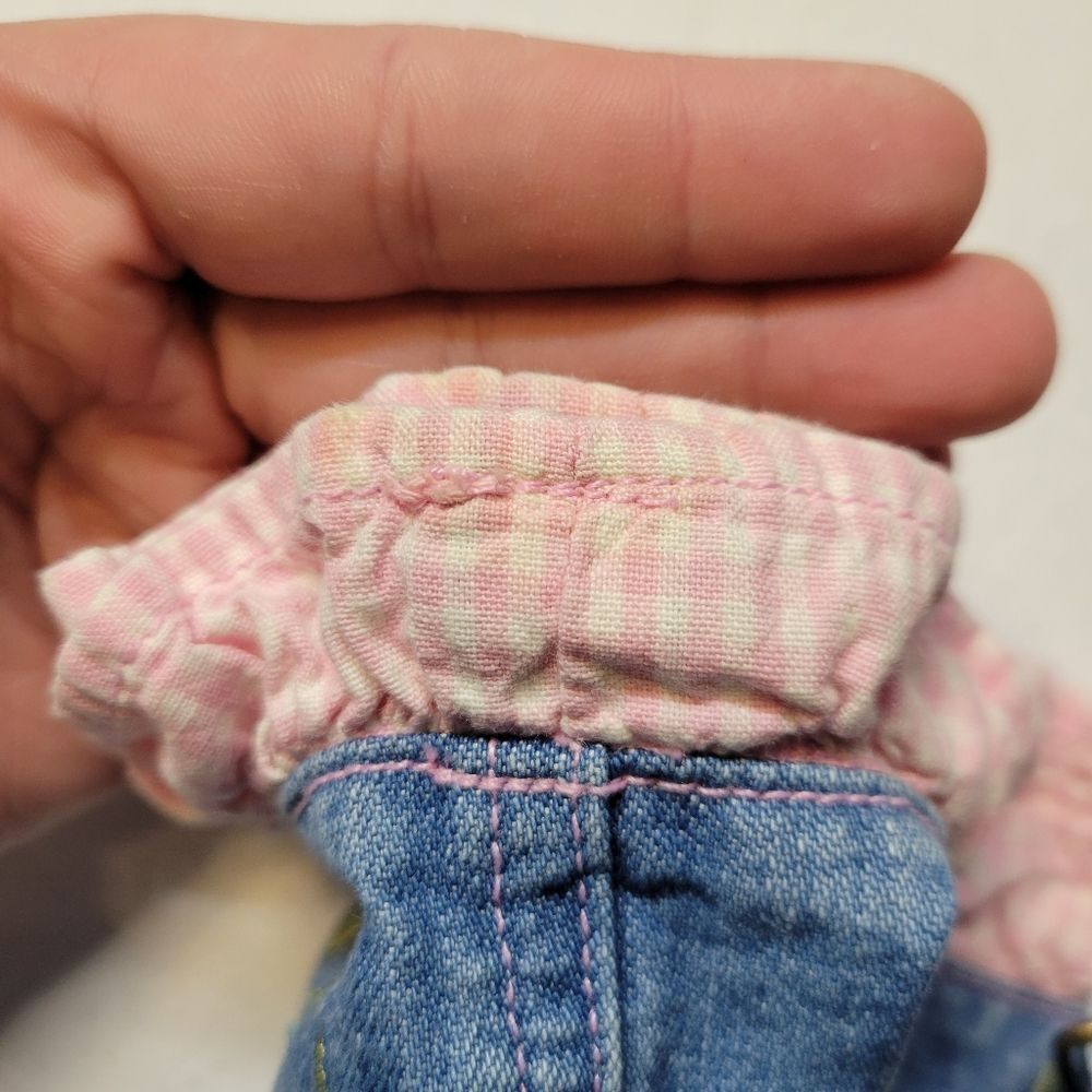 Faded Glory Vintage Y2K Denim Floral Embroidered Overall Skirt Jumper Dress - Picture 10 of 10